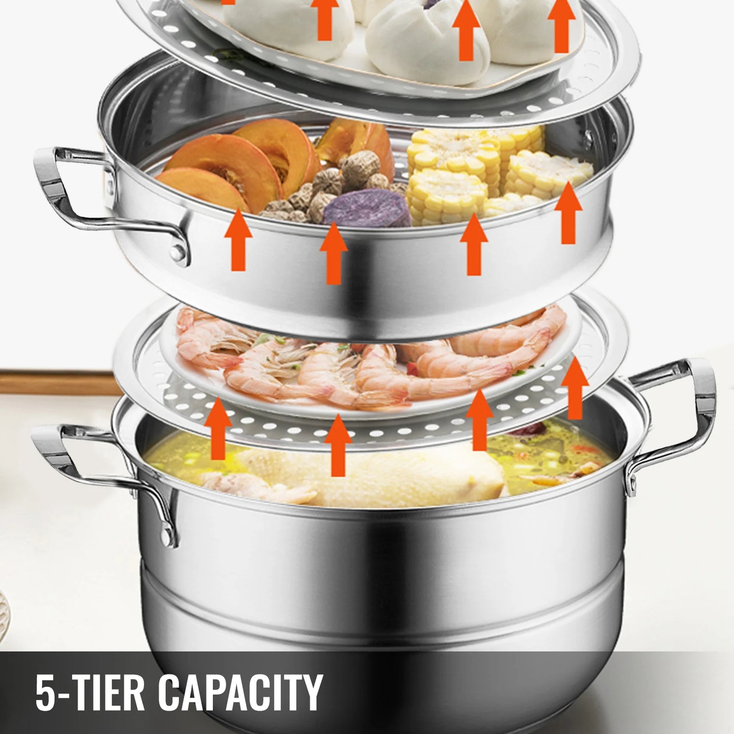 VEVOR 5 Layer Food Steamer Stainless Steel Stock pot
