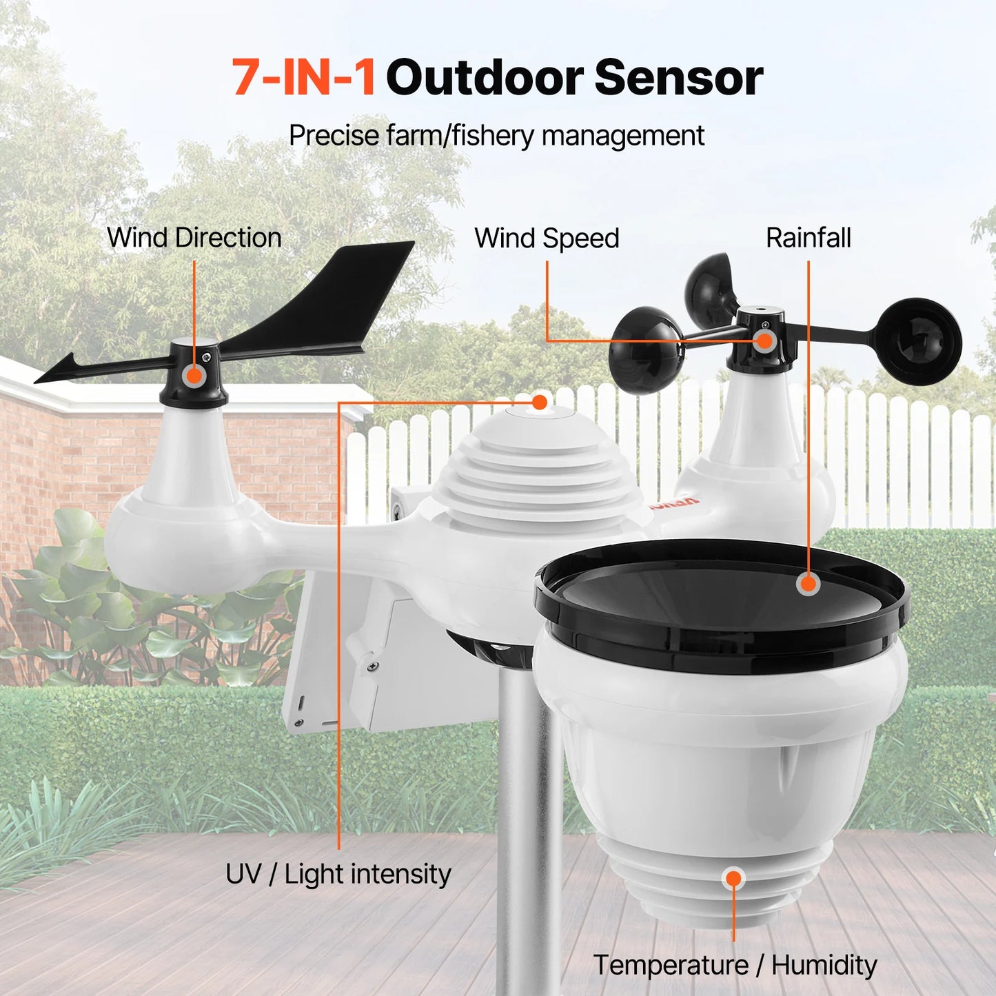 VEVOR 7-in-1 Wireless Weather Station with Wi-Fi
