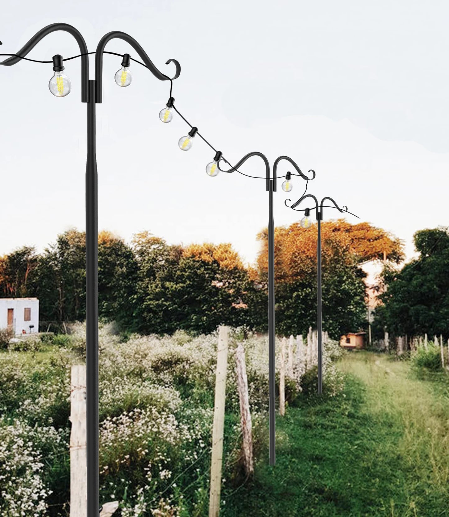 2 Pack Outdoor String Light Poles Multi-purpose hangers