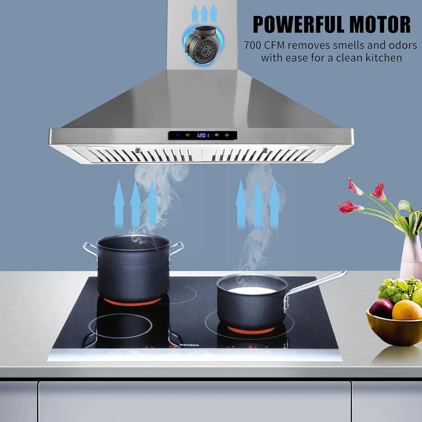 Wall Mount Kitchen 30 inch Duct Convertible Range Hood 700CFM