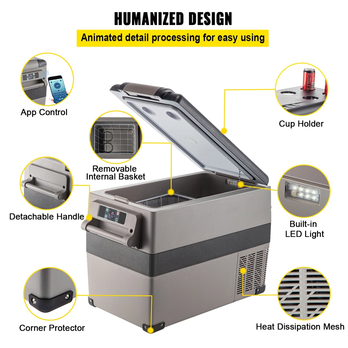 VEVOR Portable Small Car Freezer 45L Mini Car Refrigerator 60W Cooler 12V Portable Vehicle Car Fridge For Home and Outdoor Use