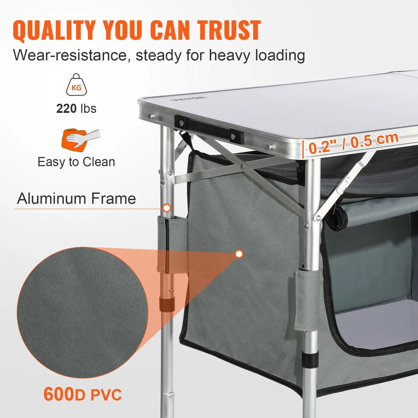 Quick set-up Folding Camping Table.