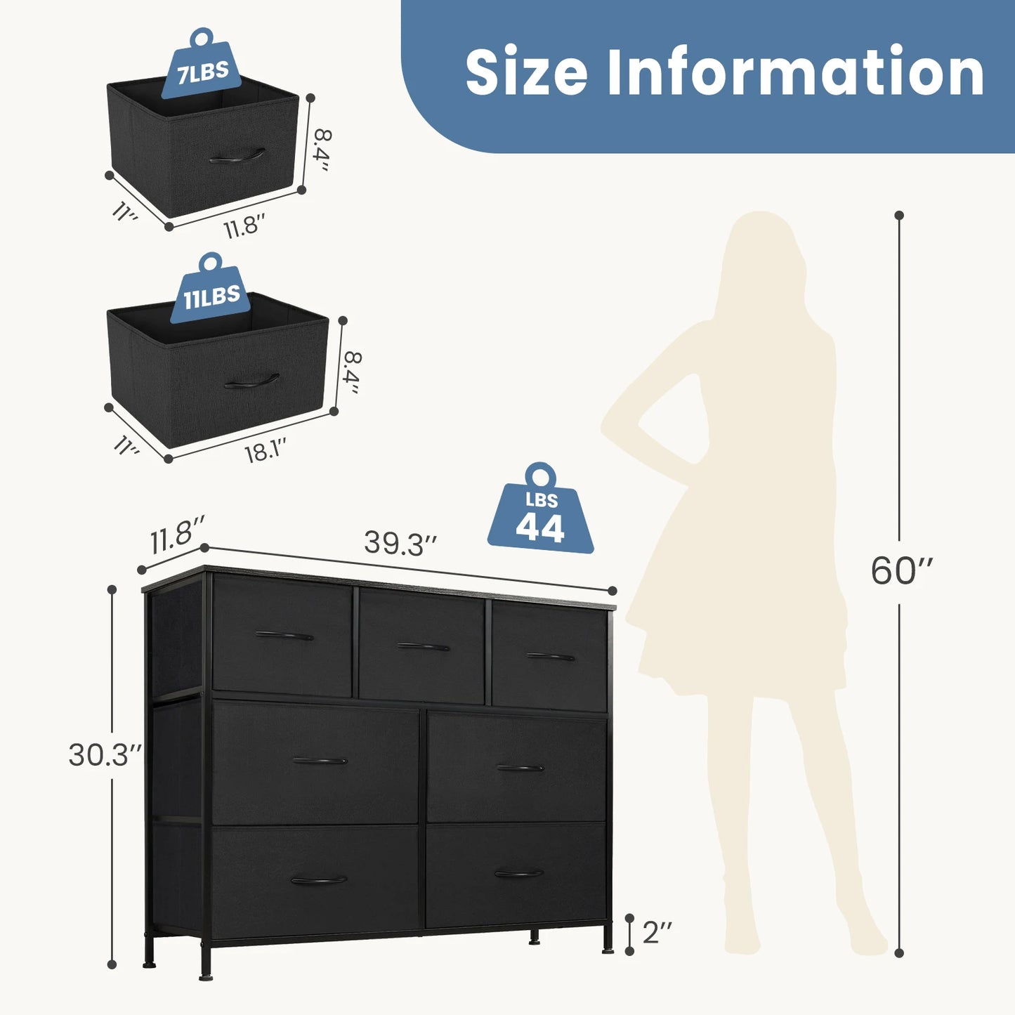 Desser For Bedroom With 7 Drawers Organized Storage