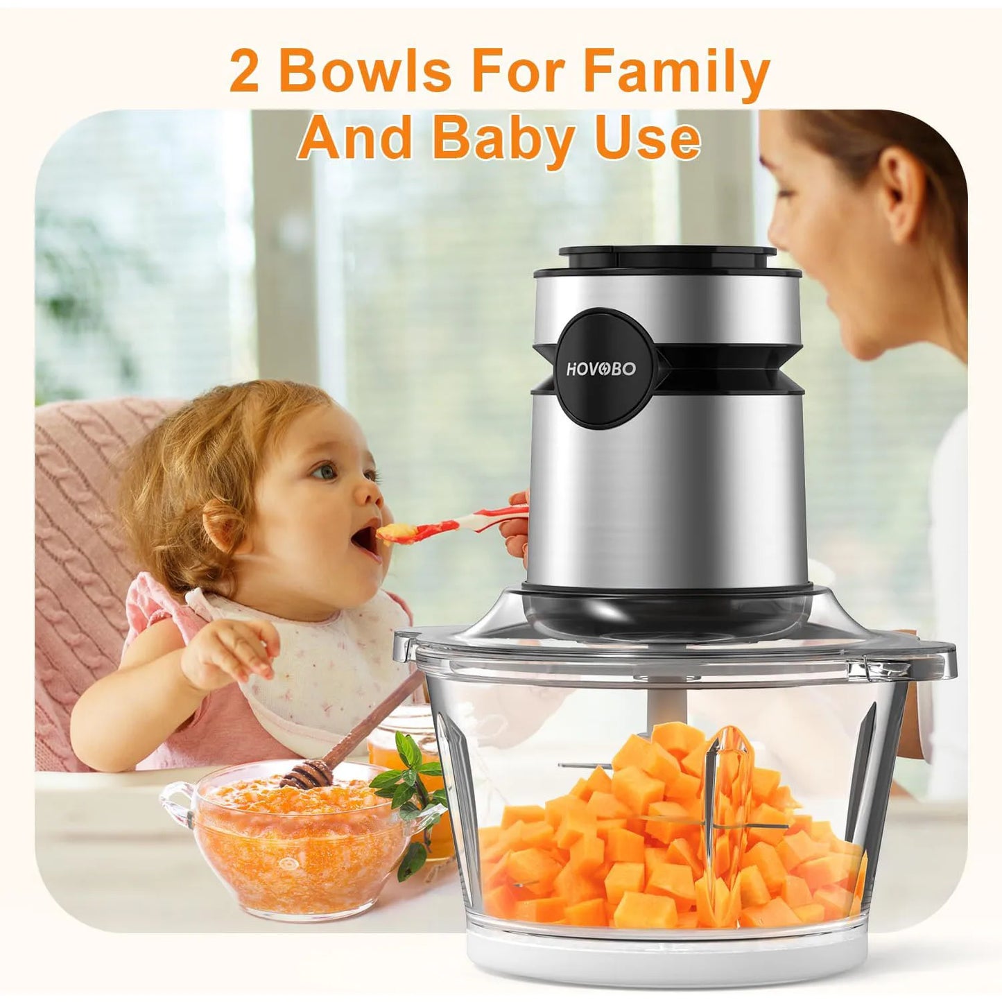 2 Speeds 500W Electric Food Processor