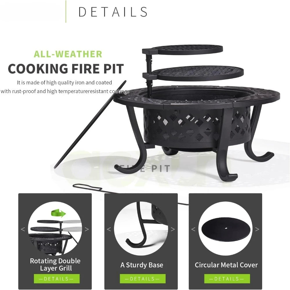 36" Outdoor Wood Burning Fire Pit