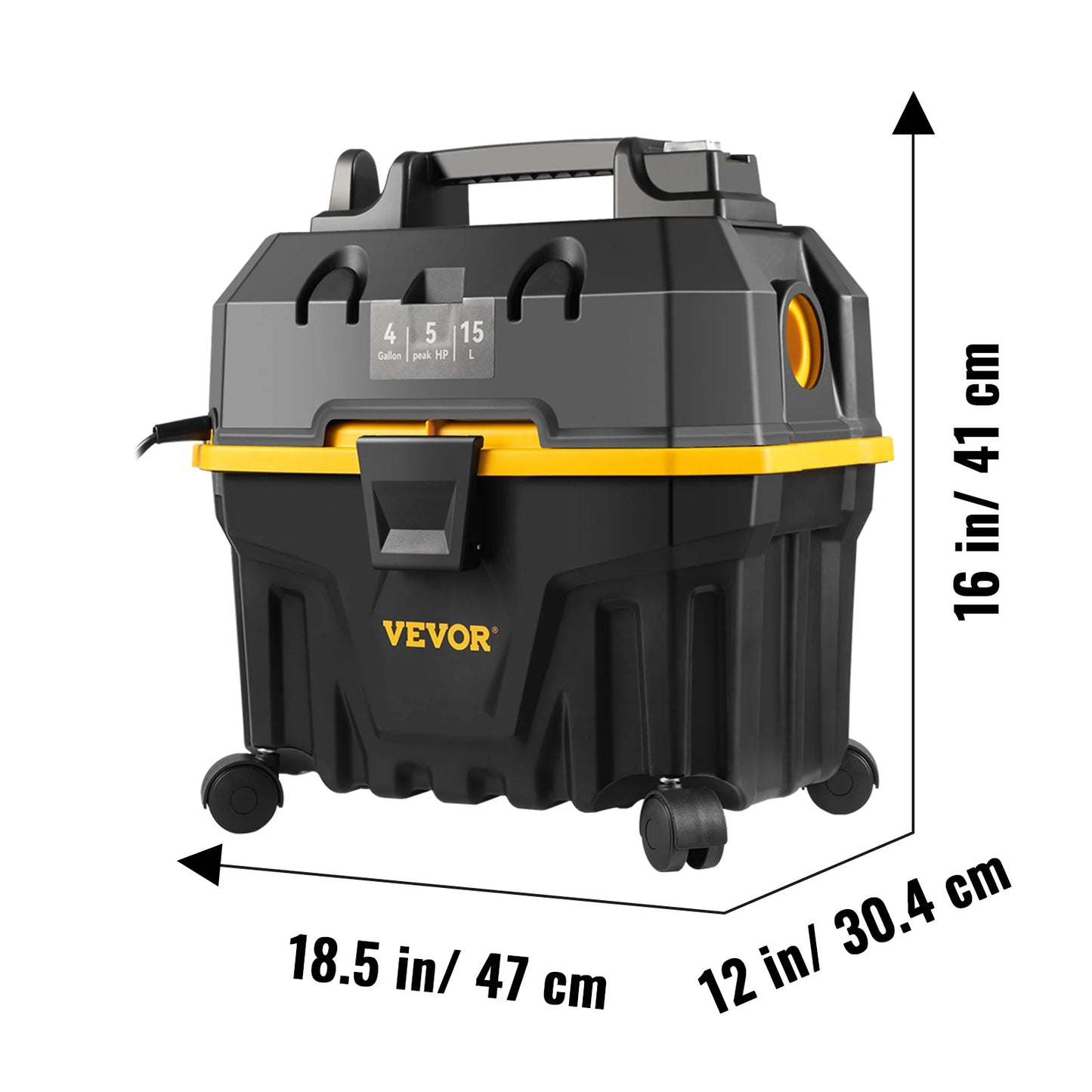 VEVOR Portable Wet and Dry Vacuum Cleaner 15L For Car & Home Appliance 1200W Power Strong Suction Vacuum Cleaner & Air Blower