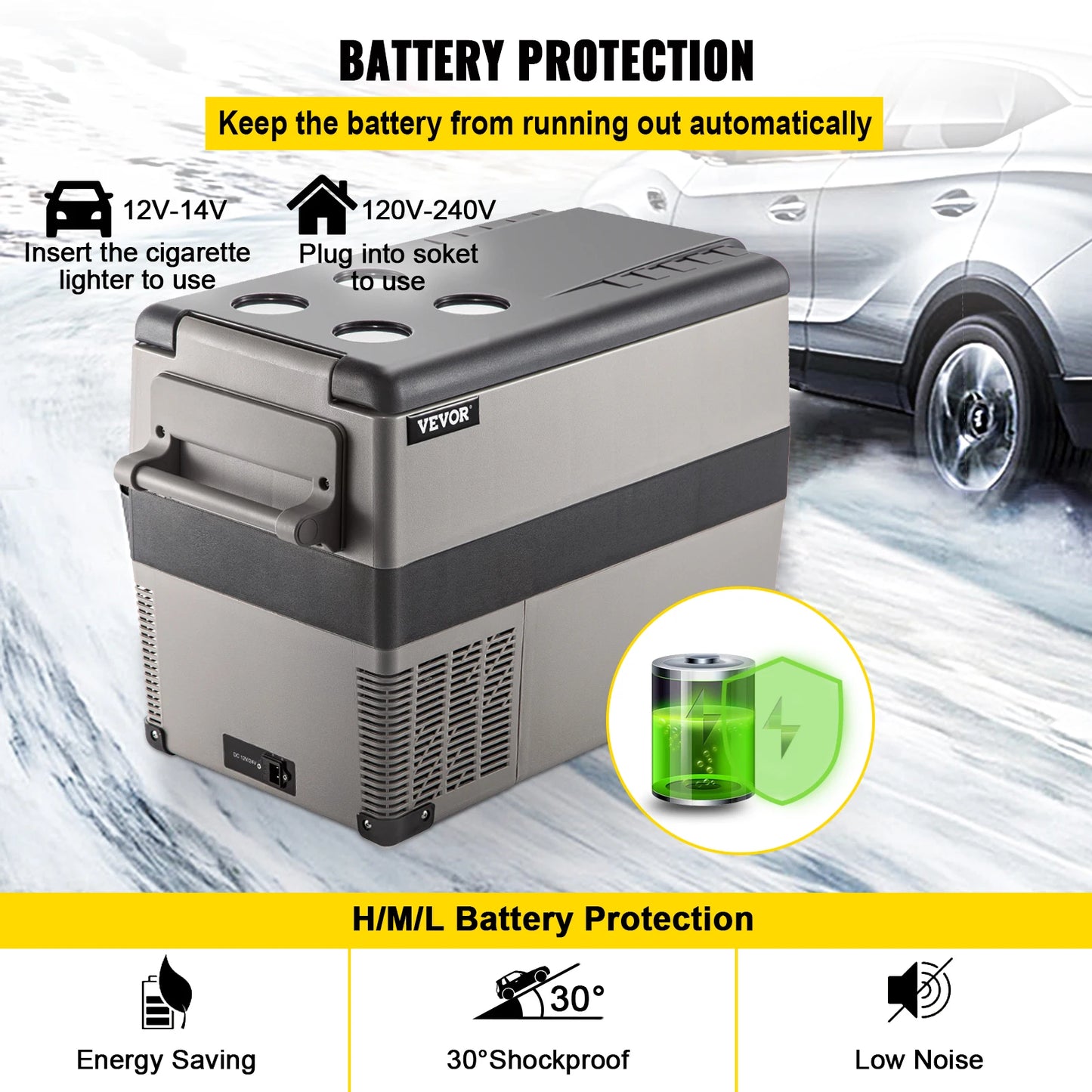 VEVOR Portable Small Car Freezer 45L Mini Car Refrigerator 60W Cooler 12V Portable Vehicle Car Fridge For Home and Outdoor Use