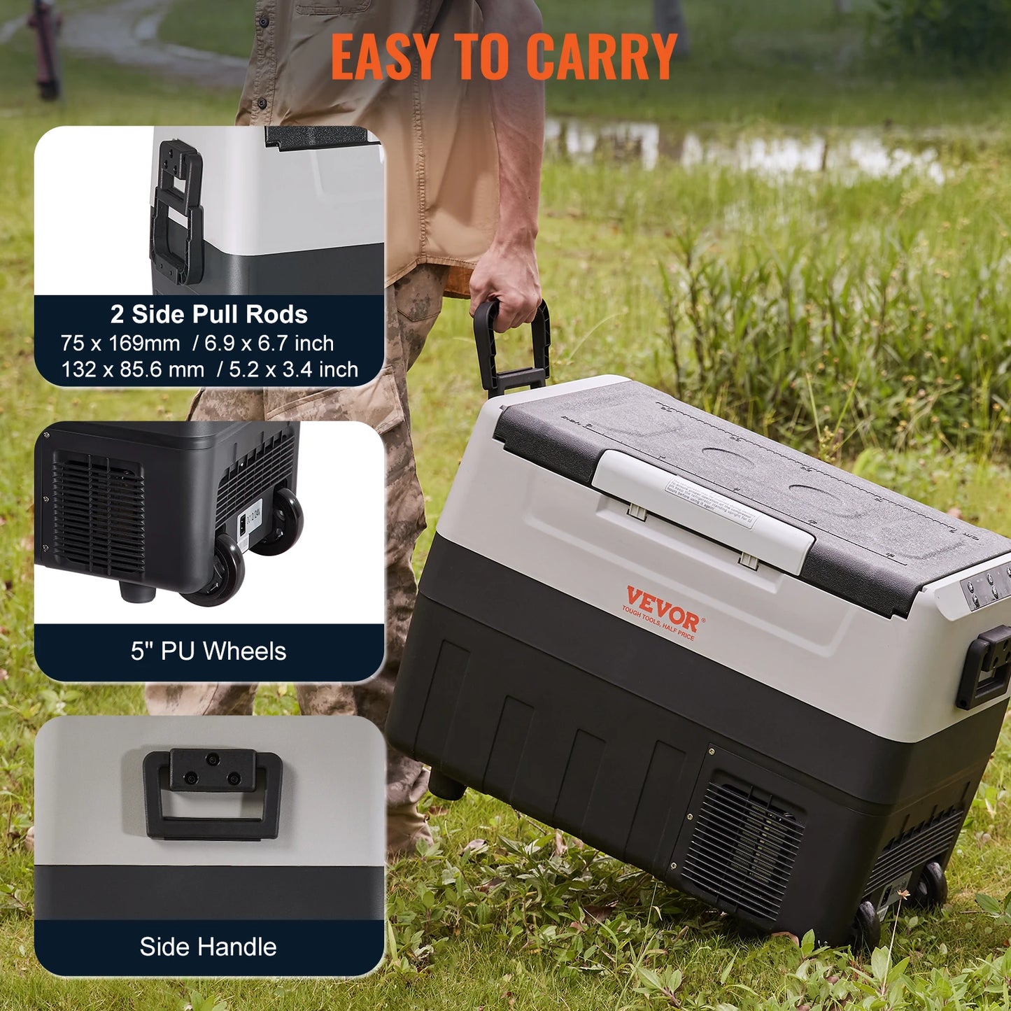 Portable Car Refrigerator with Wheel Compressor Freezer
