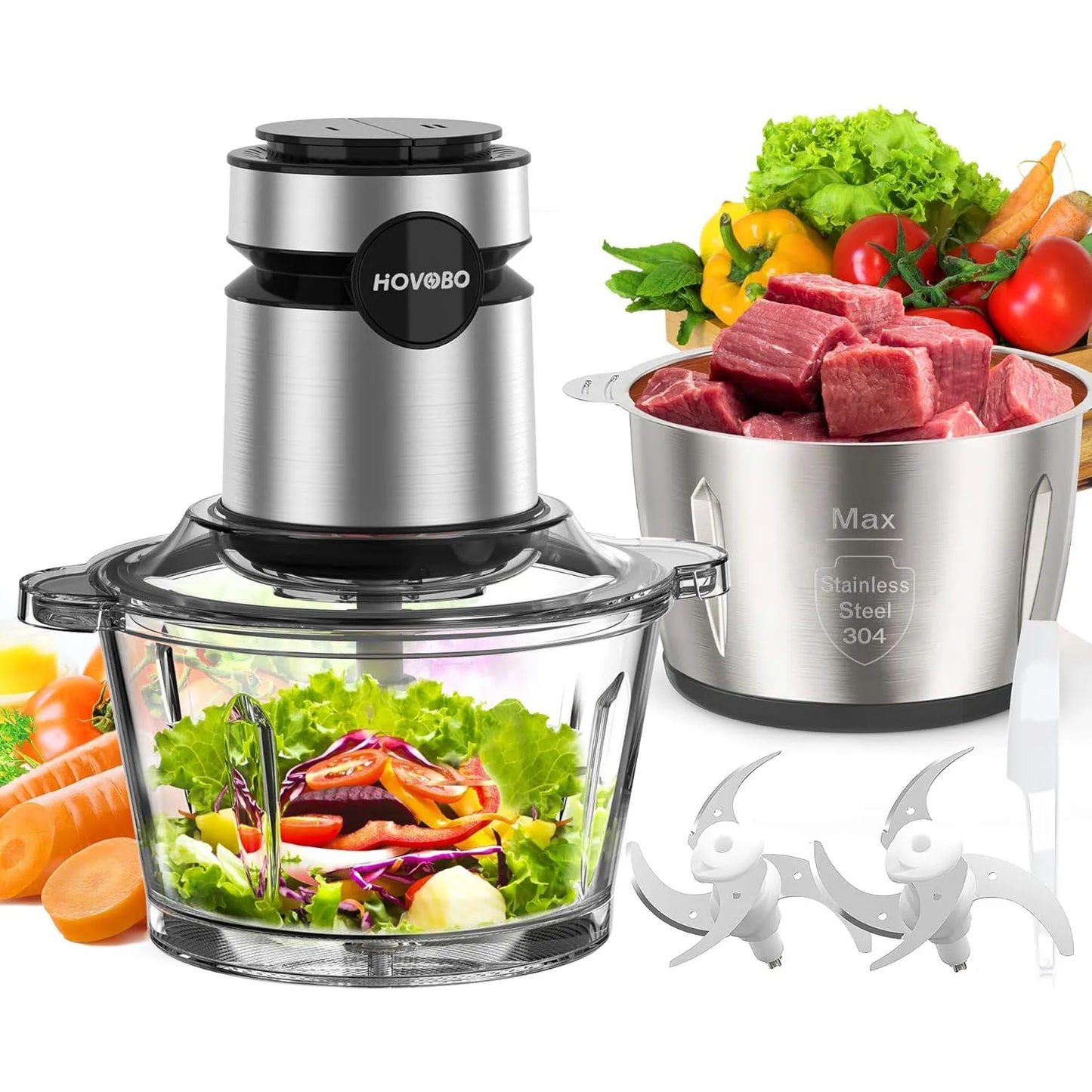 2 Speeds 500W Electric Food Processor