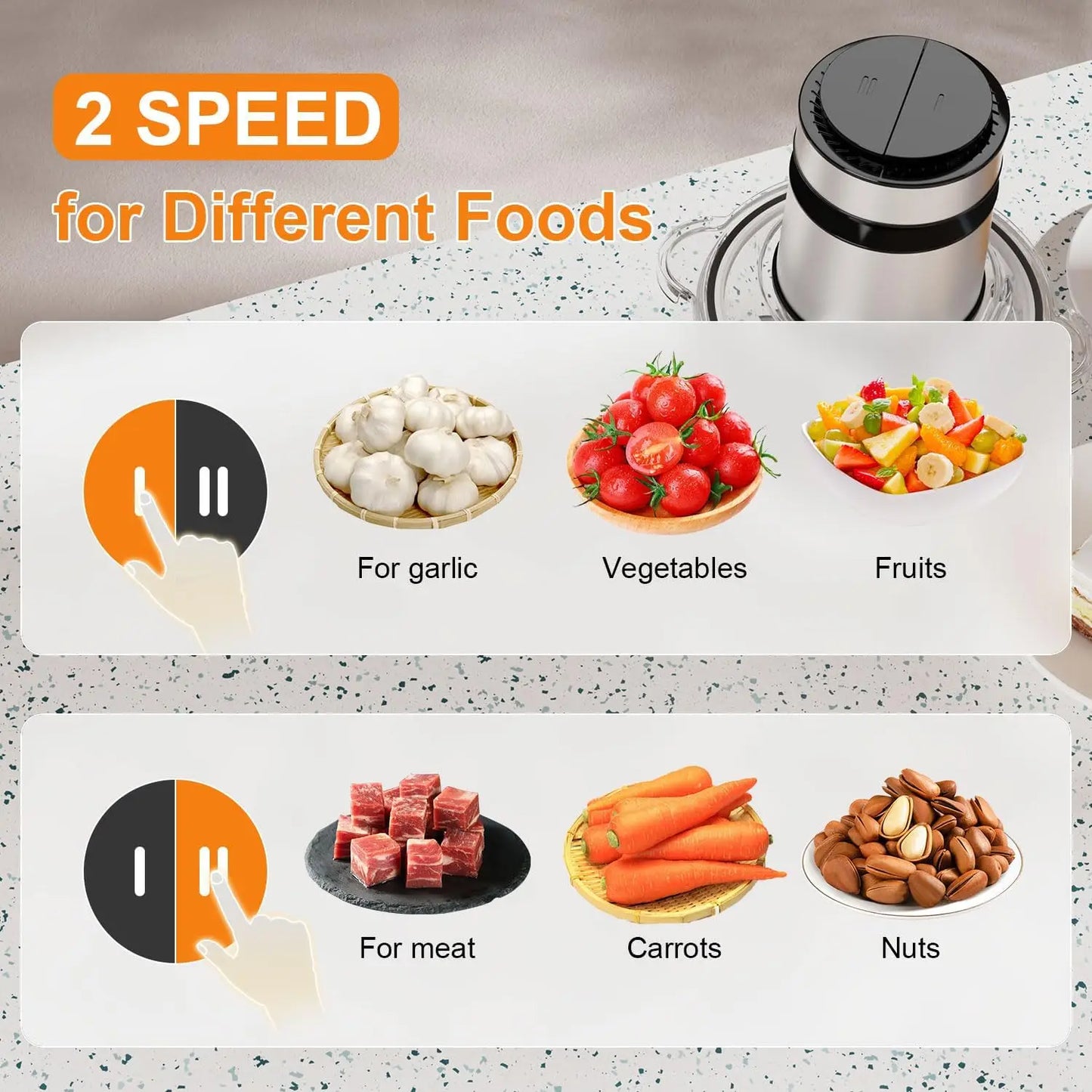 2 Speeds 500W Electric Food Processor