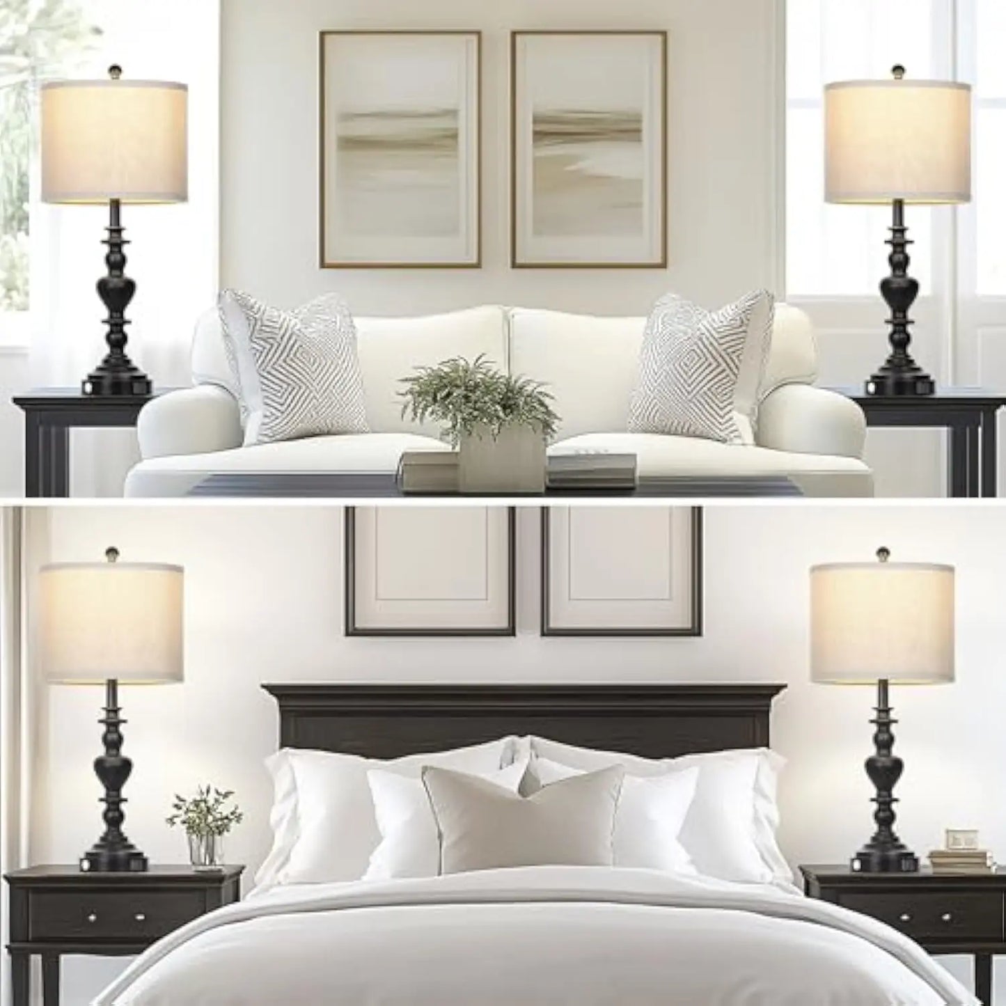 27in Farmhouse Vintage Lamps Set of 2