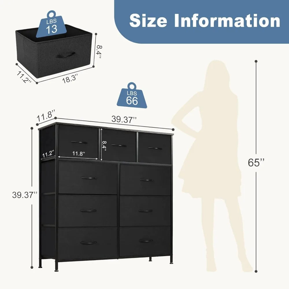 Dresser for Bedroom with 9 Drawers Closet Organizer.