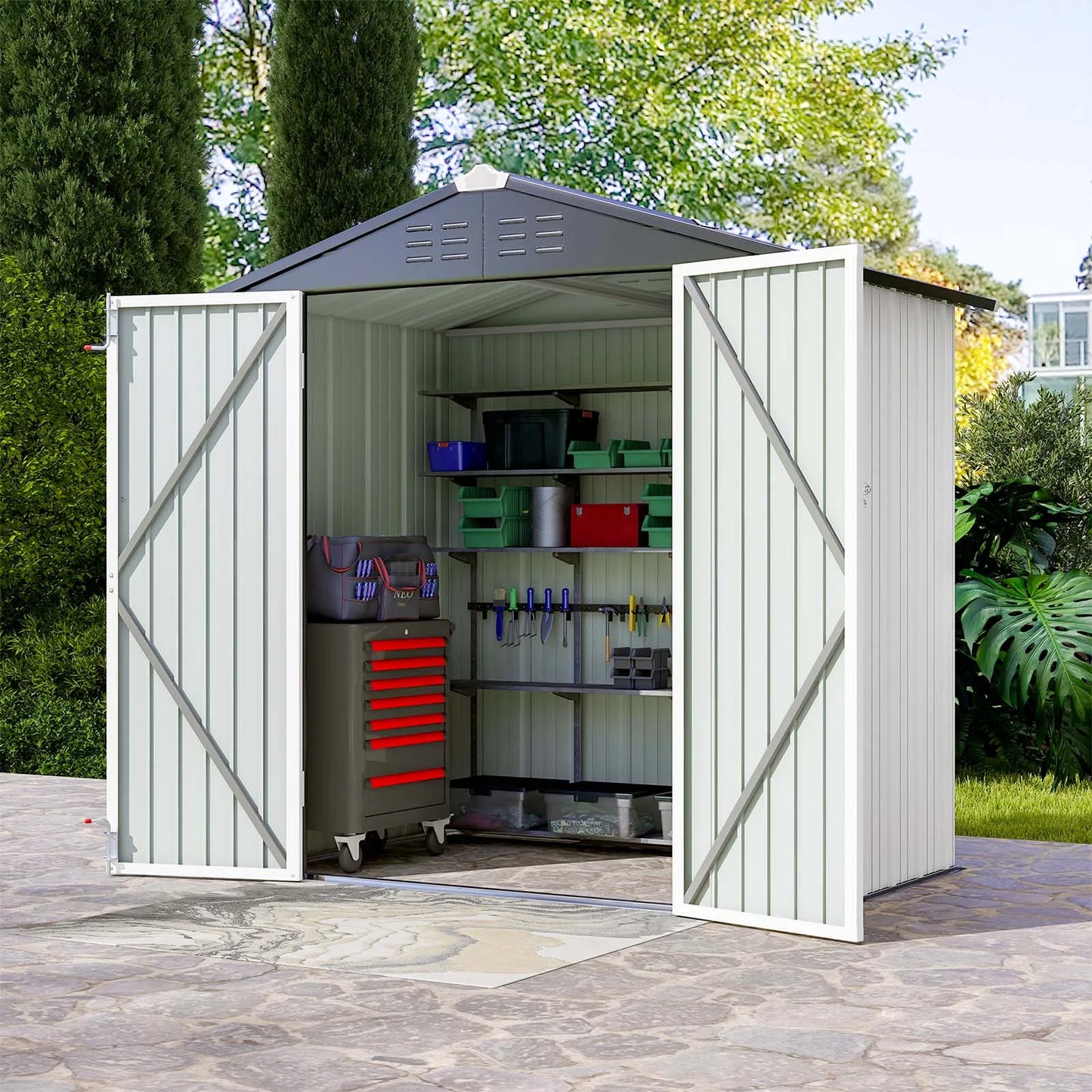 Victone 6' x 4' Metal Outdoor Storage Shed.