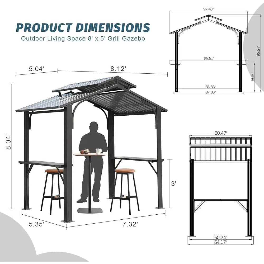 Hardtop Grill Gazebo Canopy Outdoor BBQ Shelter