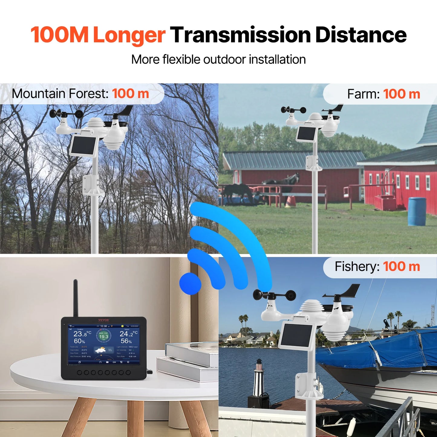 VEVOR 7-in-1 Wireless Weather Station with Wi-Fi