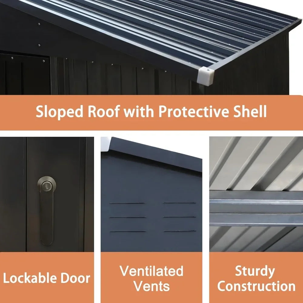 8x10 FT Metal Outdoor Storage Shed