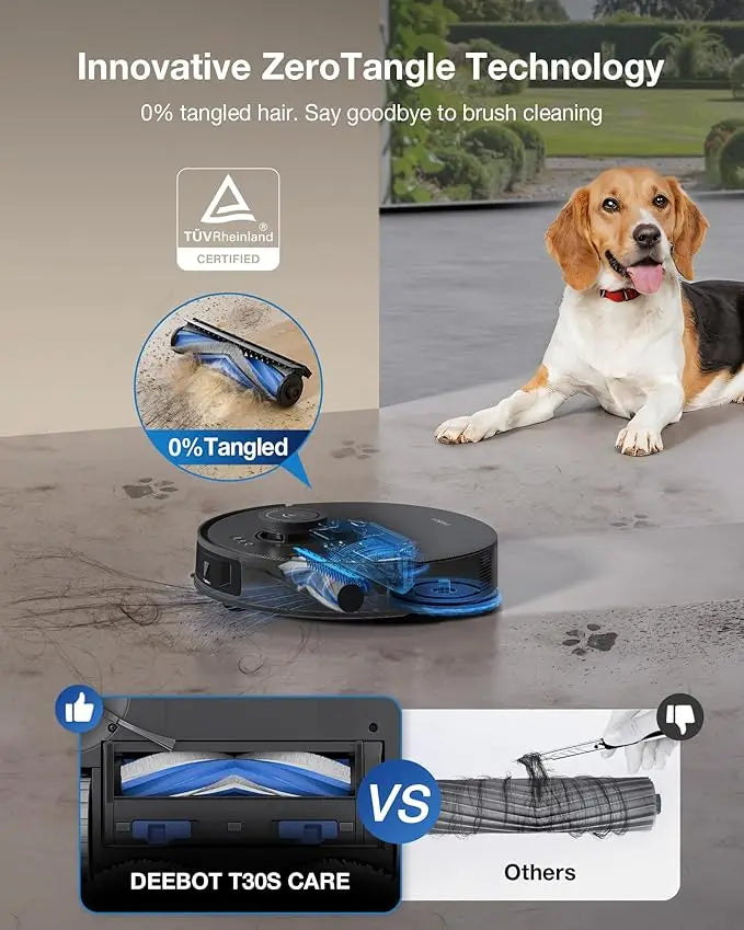 Robot Vacuum ZeroTangle Technology Hot Water Mop Washing, Self-Emptying