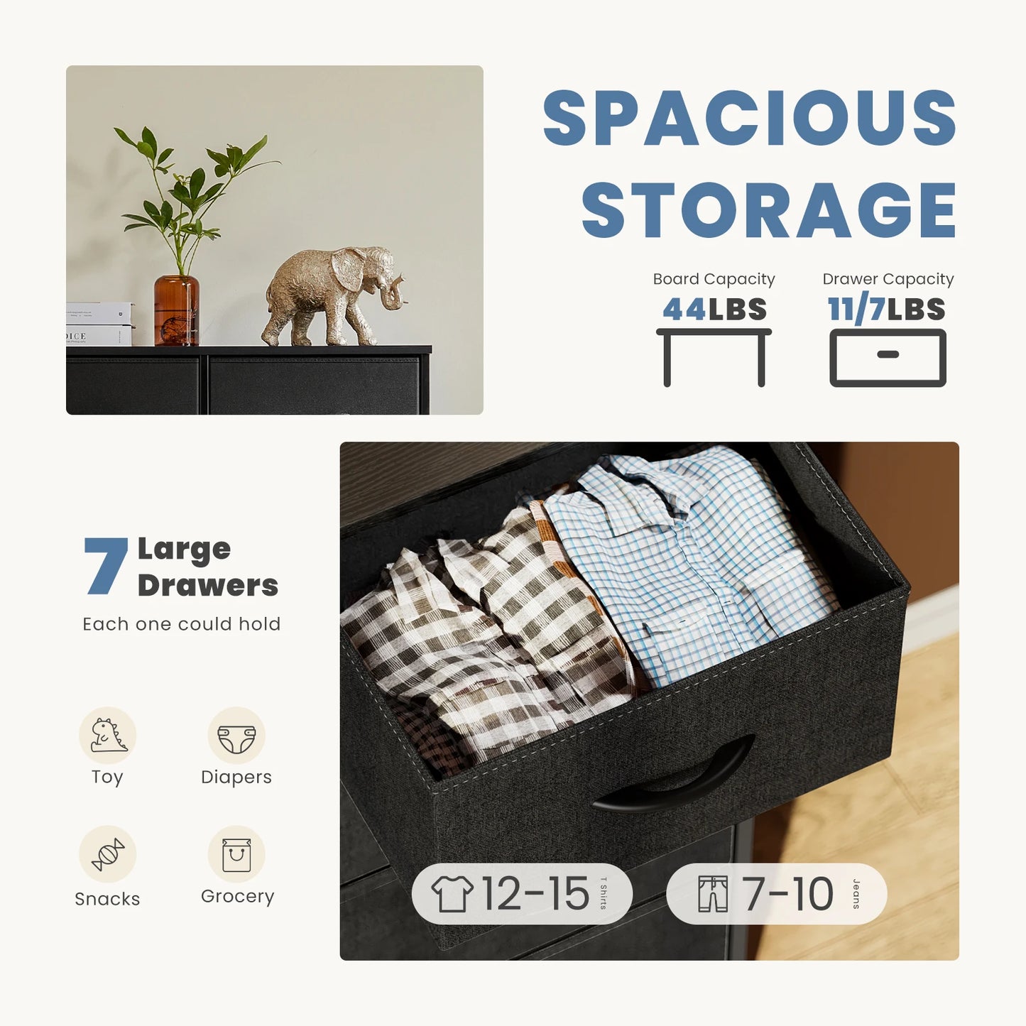 Desser For Bedroom With 7 Drawers Organized Storage