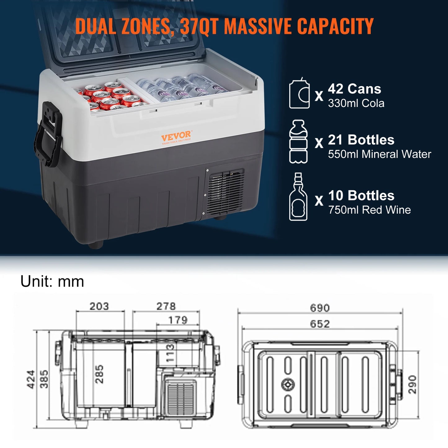 Portable Car Refrigerator with Wheel Compressor Freezer