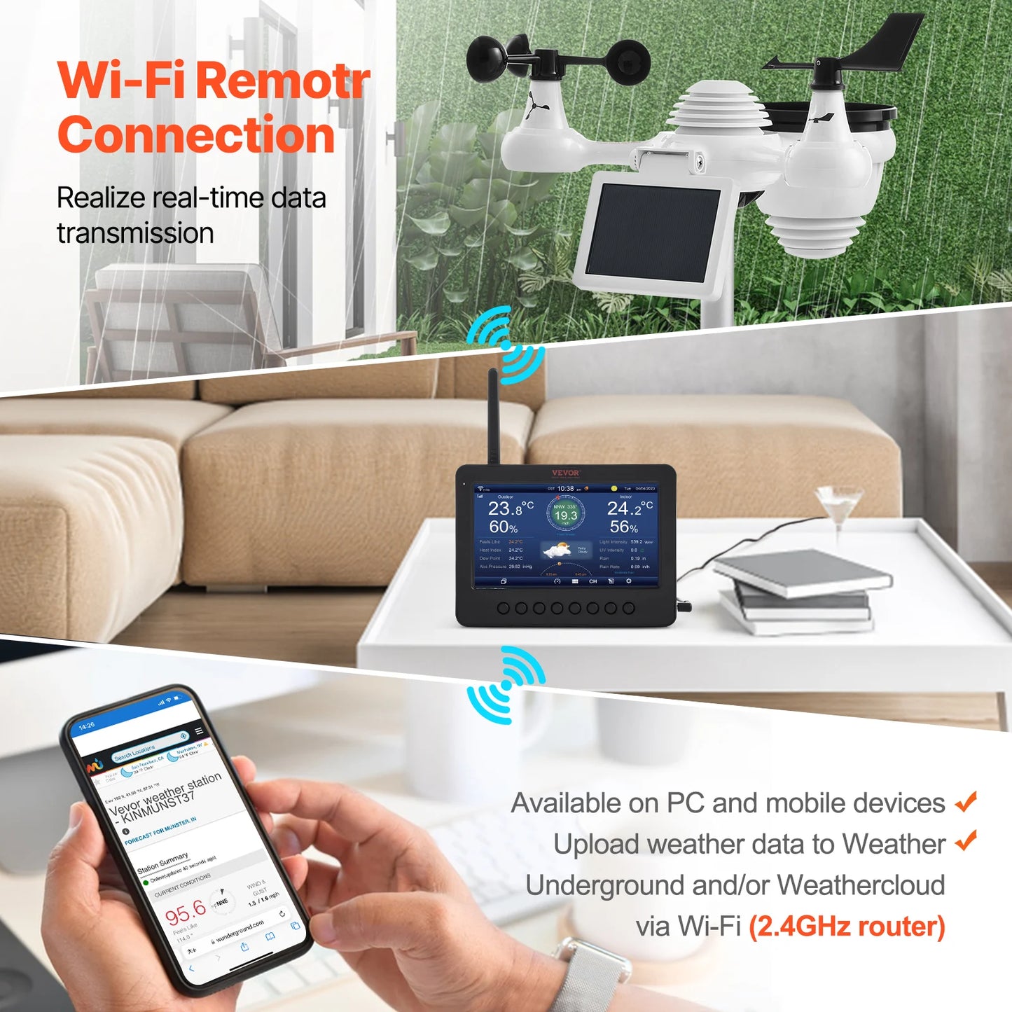 VEVOR 7-in-1 Wireless Weather Station with Wi-Fi