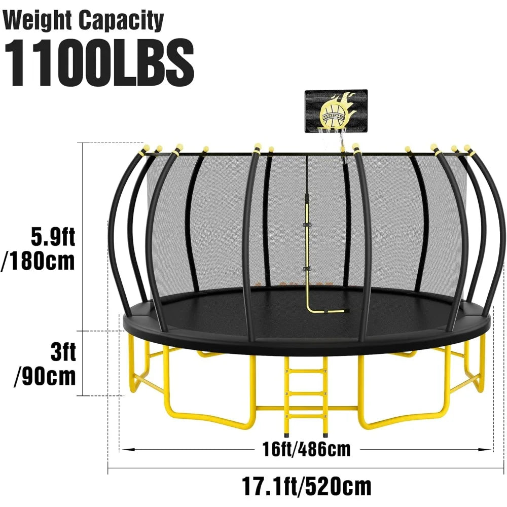 16FT Trampoline with Basketball hoop