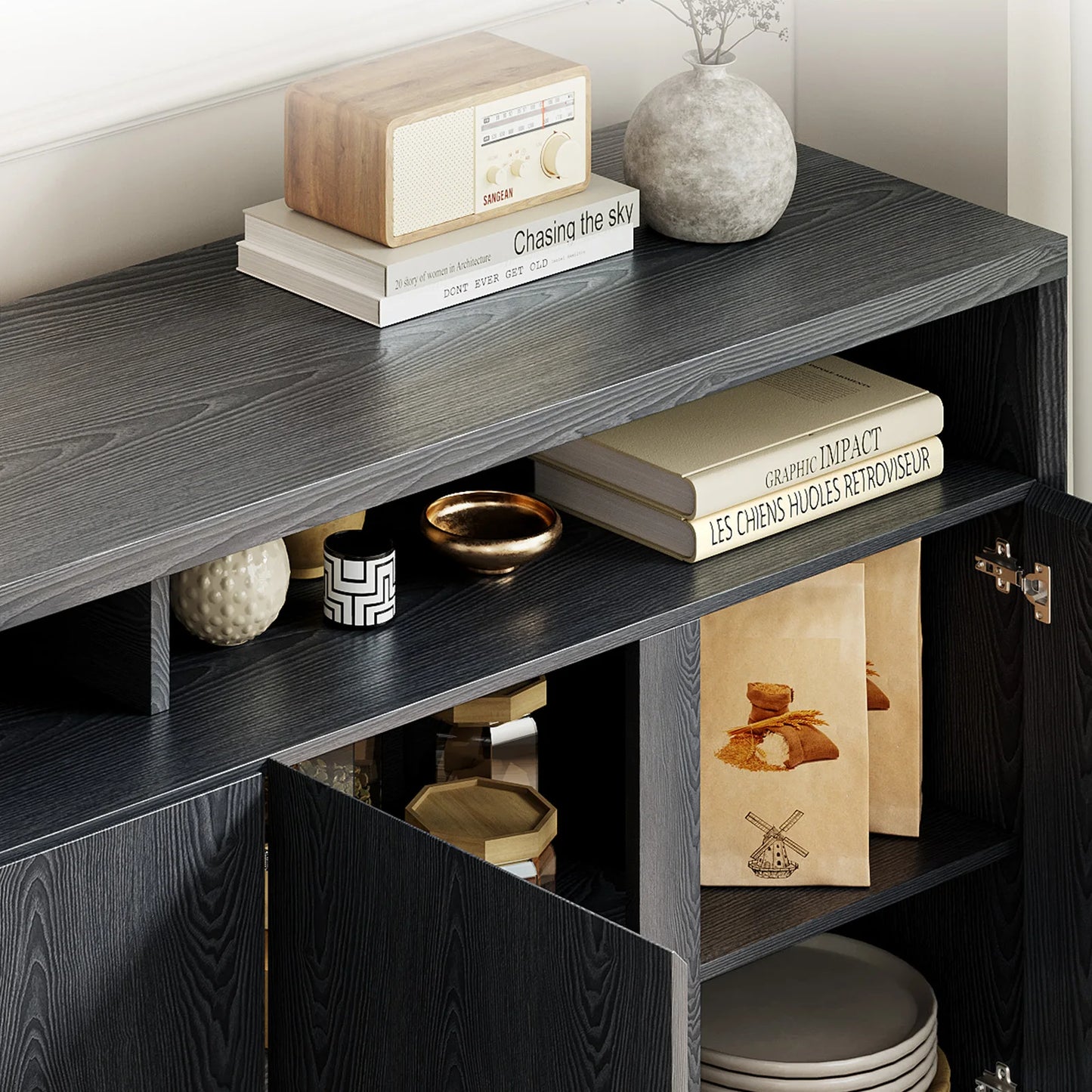 Buffets Cabinet 63" L 4 door storage