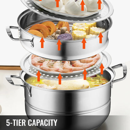 VEVOR 5 Layer Food Steamer Stainless Steel Stock pot