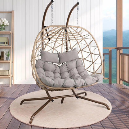 Two person Outdoor Egg Swing Chair with Stand.