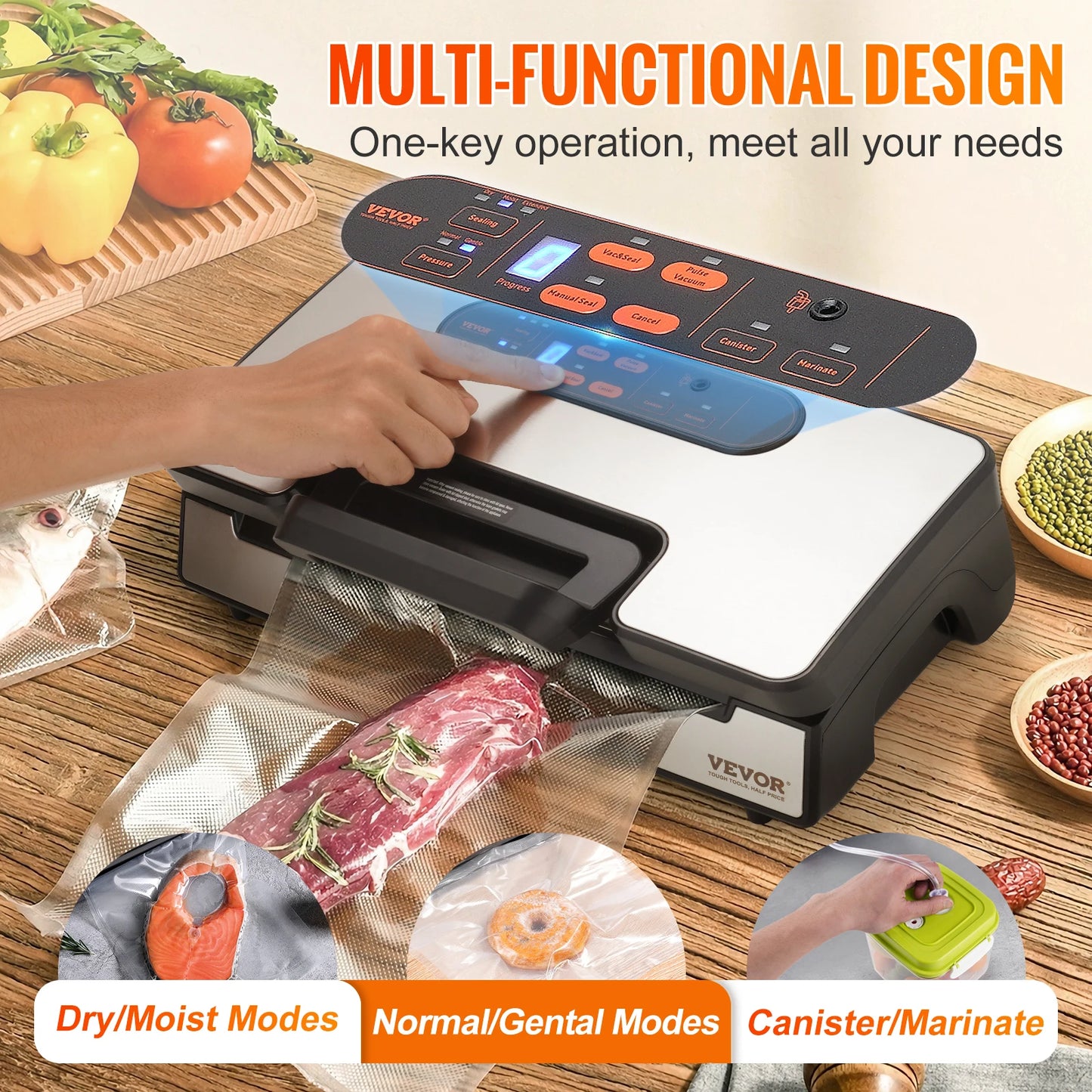 VEVOR 130W Vacuum Sealer Food Packaging Machine