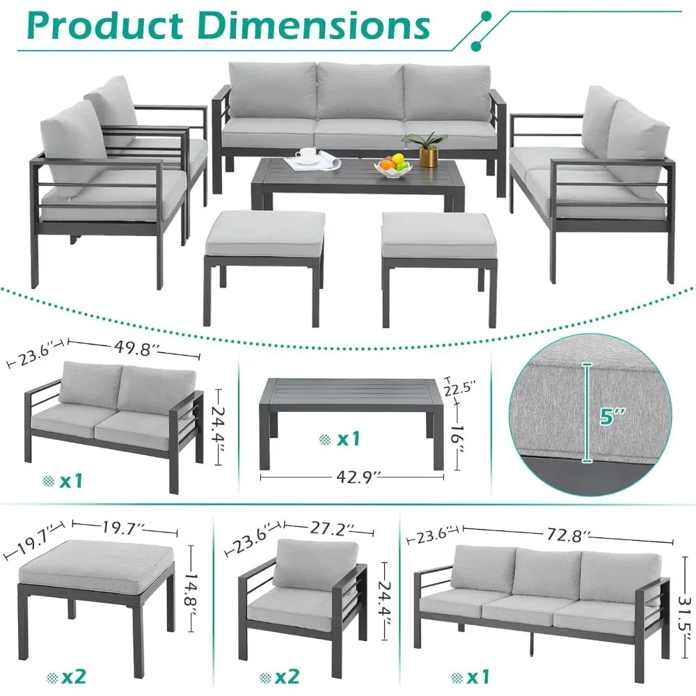 seven pieces Modern Outdoor Patio Furniture