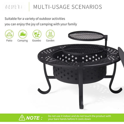 36" Outdoor Wood Burning Fire Pit