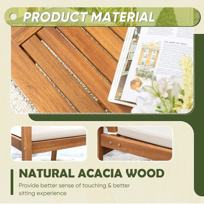 4-piece outdoor acacia wood patio set