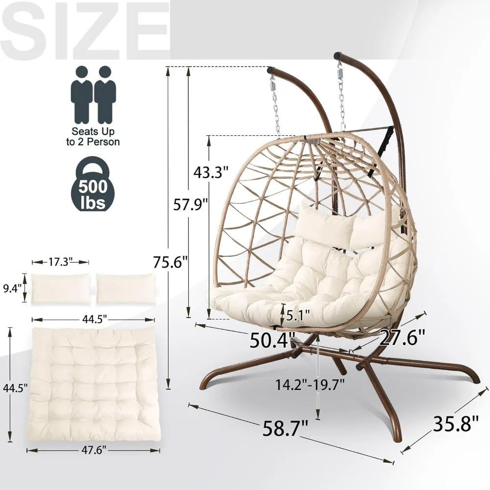 Two person Outdoor Egg Swing Chair with Stand.