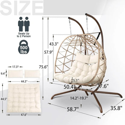 Two person Outdoor Egg Swing Chair with Stand.