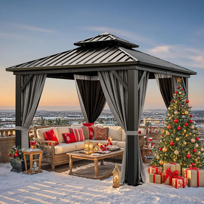 Hardtop Gazebo with Nettings and Curtains.