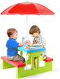 Toddlers To kids Plastic Outdoor Table & Bench Set with Umbrella.