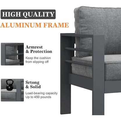 5 Pieces Modern Aluminum Patio Set.