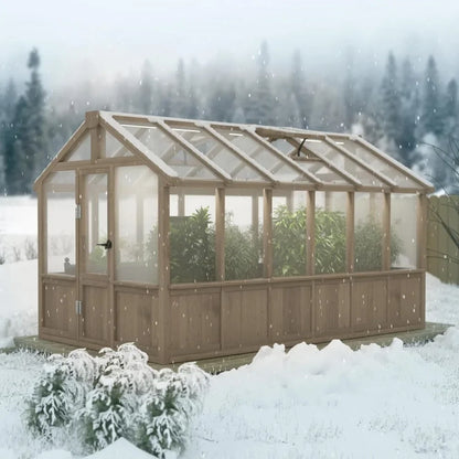 6x12FT Outdoor, Wooden Greenhouse with Cedar Frame