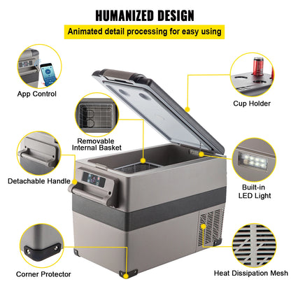 VEVOR Portable Small Car Freezer 45L Mini Car Refrigerator 60W Cooler 12V Portable Vehicle Car Fridge For Home and Outdoor Use