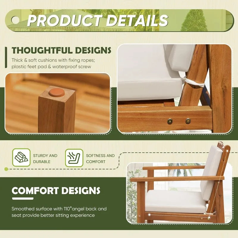 4-piece outdoor acacia wood patio set