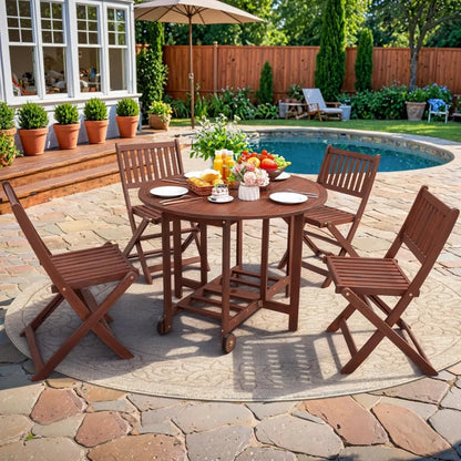 Indoor outdoor 5 Piece Patio Dining Set Acacia Wood