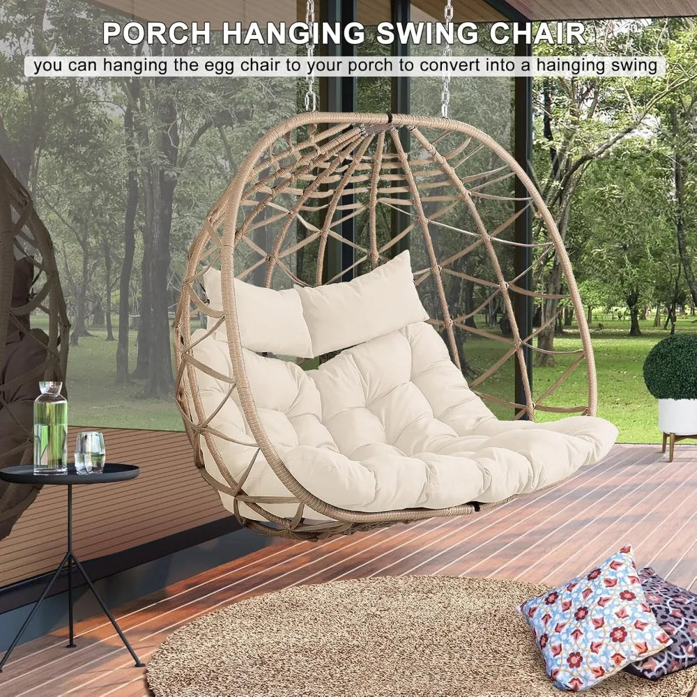 Two person Outdoor Egg Swing Chair with Stand.