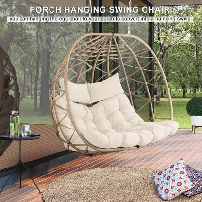 Two person Outdoor Egg Swing Chair with Stand.