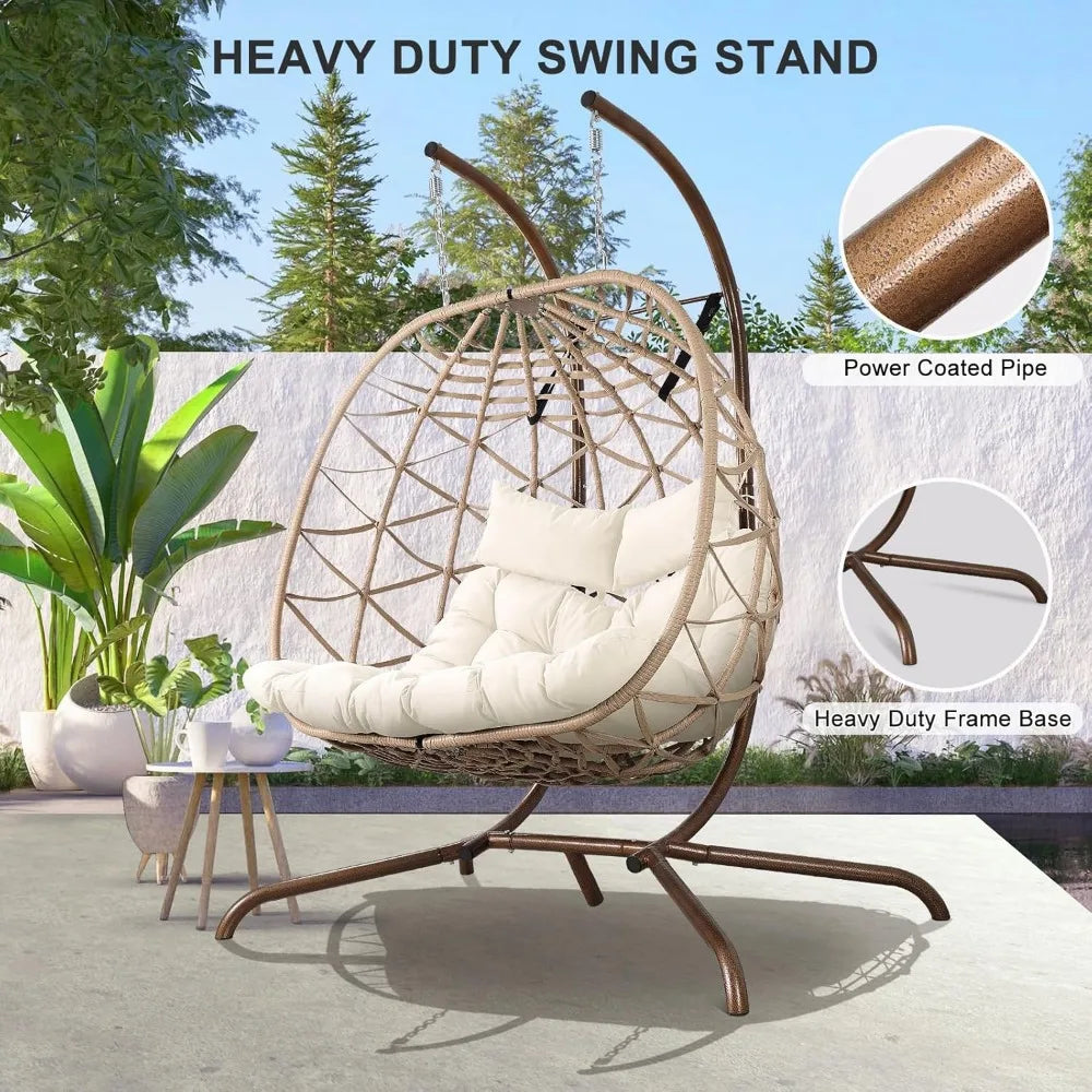 Two person Outdoor Egg Swing Chair with Stand.