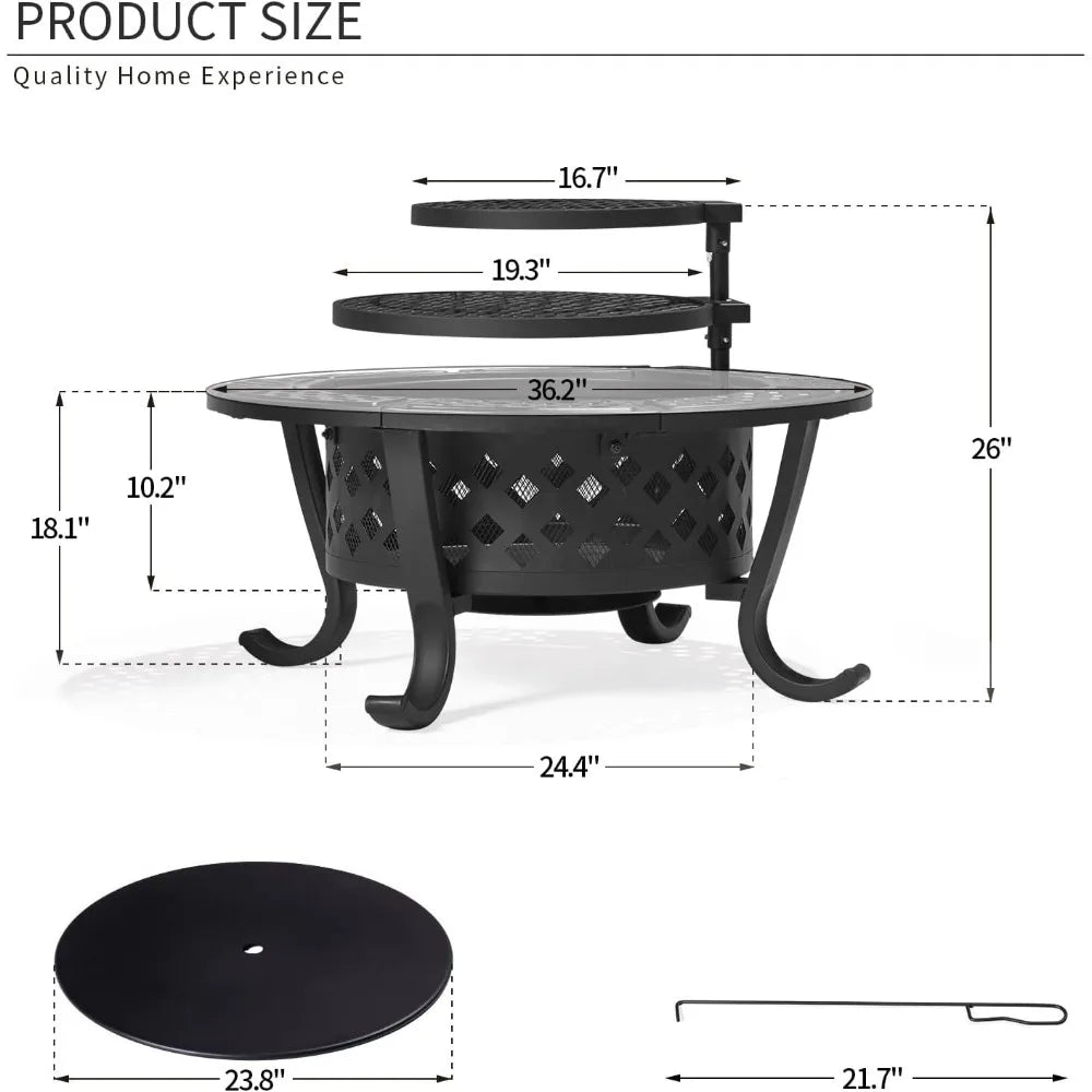 36" Outdoor Wood Burning Fire Pit