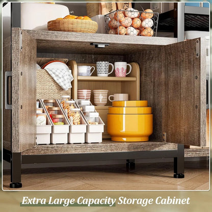 Bakers Rack with 6-Tier Microwave Stand with Storage Cabinet