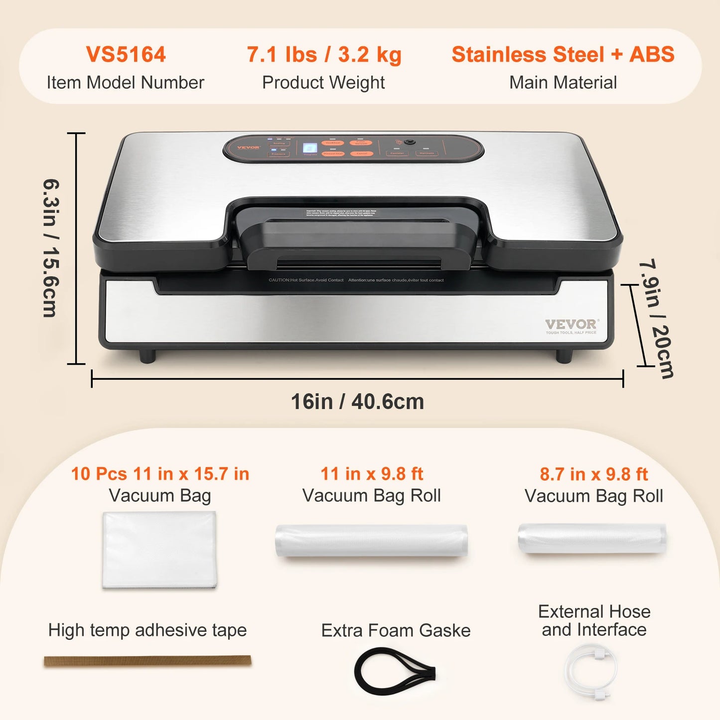 VEVOR 130W Vacuum Sealer Food Packaging Machine