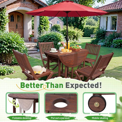 Indoor outdoor 5 Piece Patio Dining Set Acacia Wood