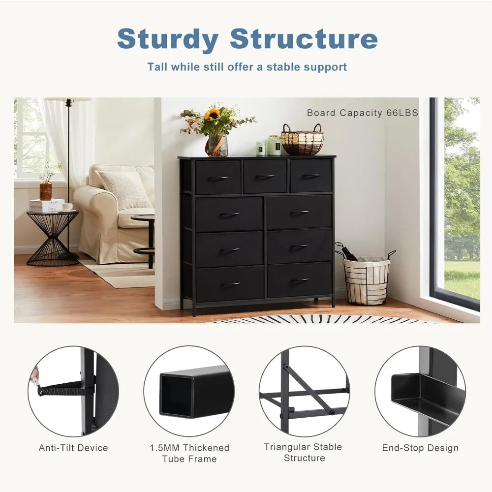 Dresser for Bedroom with 9 Drawers Closet Organizer.