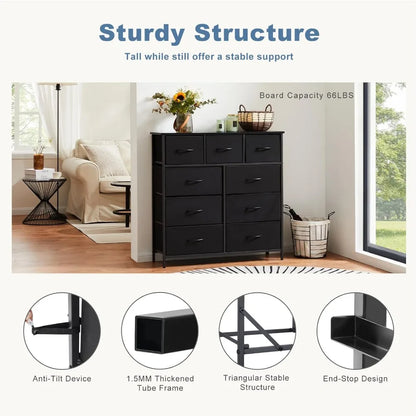 Dresser for Bedroom with 9 Drawers Closet Organizer.